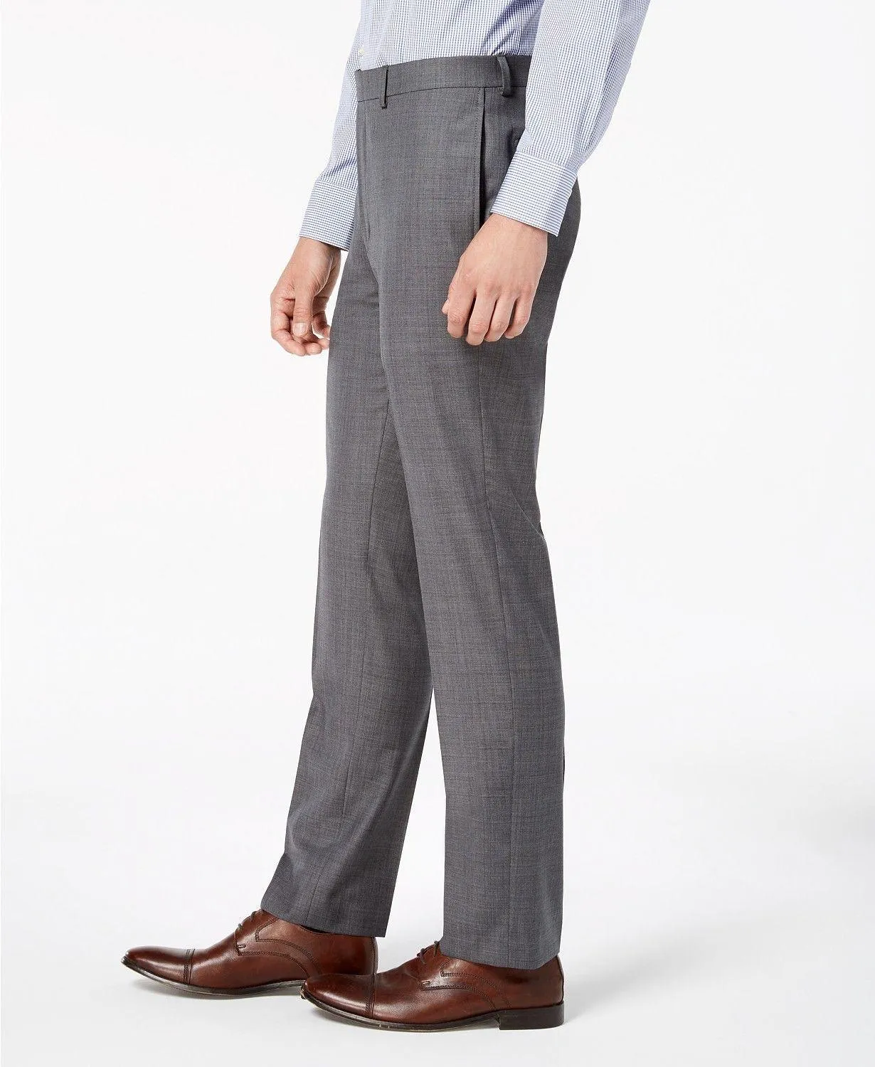 Calvin Klein Mens Slim fit Dress Pants 36 / 34 Grey Solid Stretch