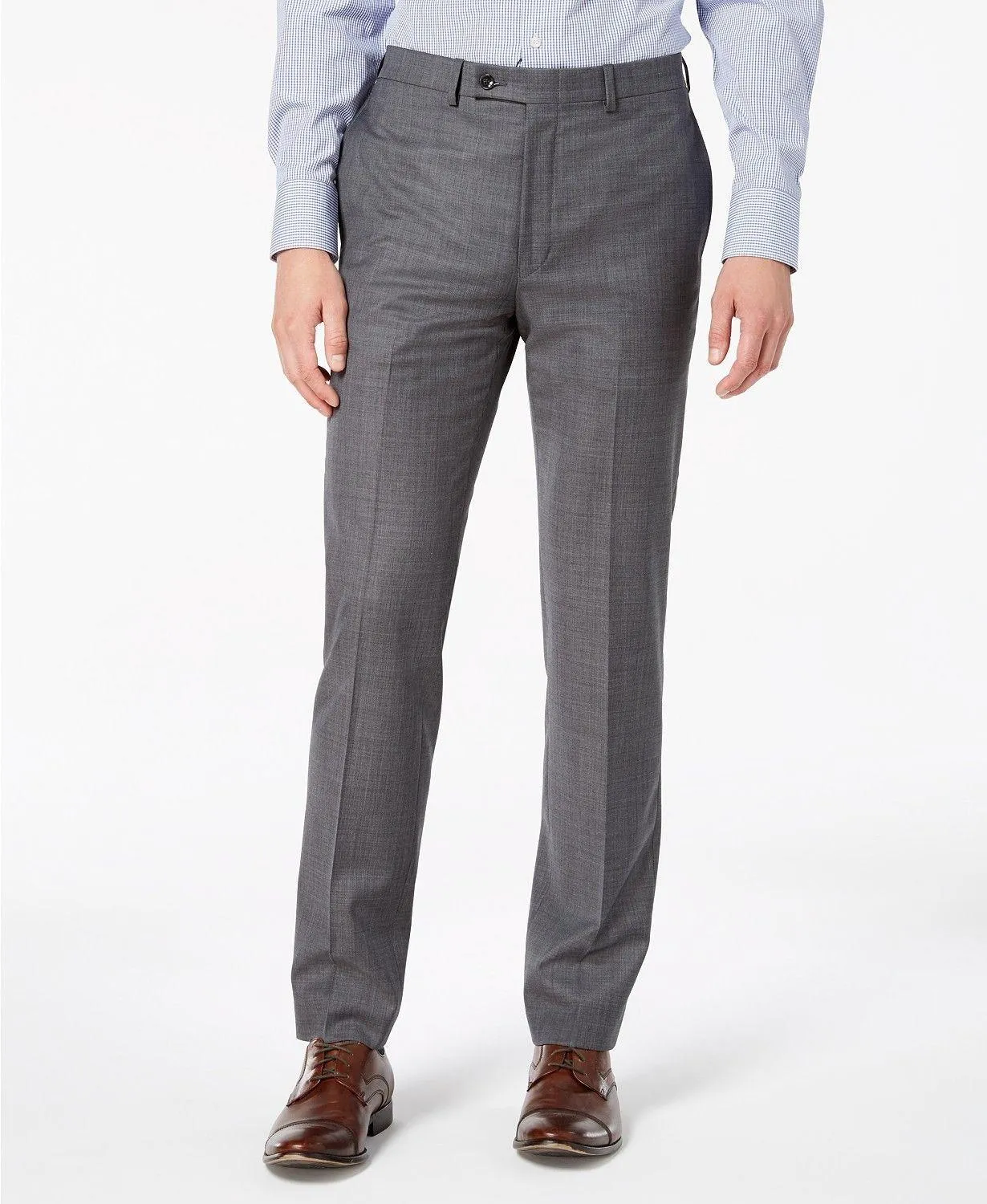 Calvin Klein Mens Slim fit Dress Pants 36 / 34 Grey Solid Stretch