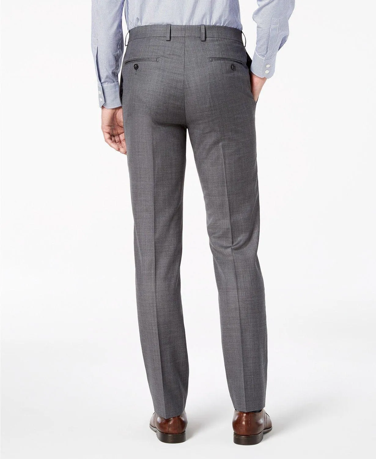 Calvin Klein Mens Slim fit Dress Pants 36 / 34 Grey Solid Stretch