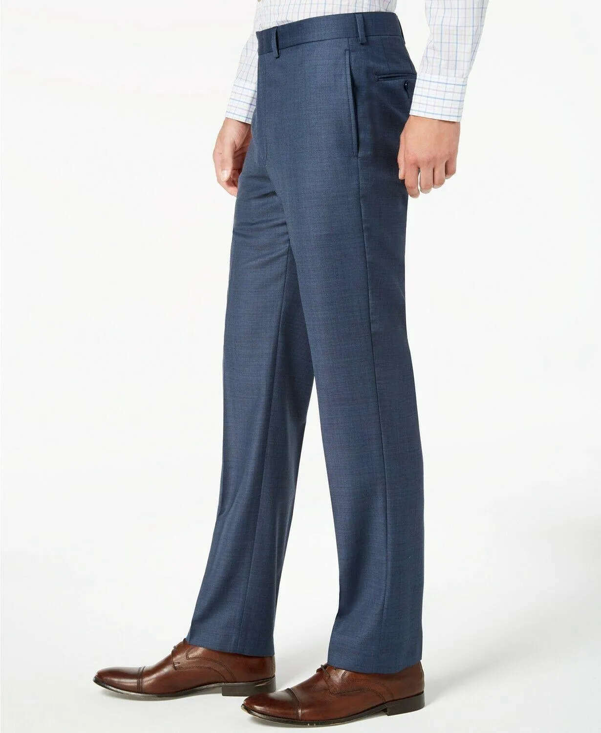 Calvin Klein Mens Slim fit Dress Pants 38 / 32 Blue Solid Stretch