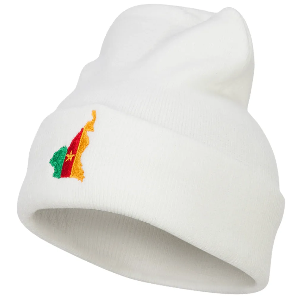 Cameroon Flag Map Embroidered Long Beanie