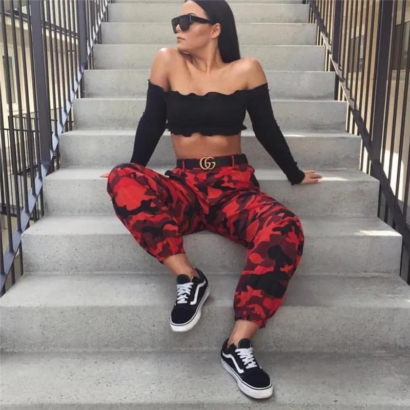 Camouflage High Waist Women Loose Long Harem Pants