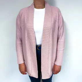 Carnation Pink Chunky Cashmere Edge to Edge Cardigan Large