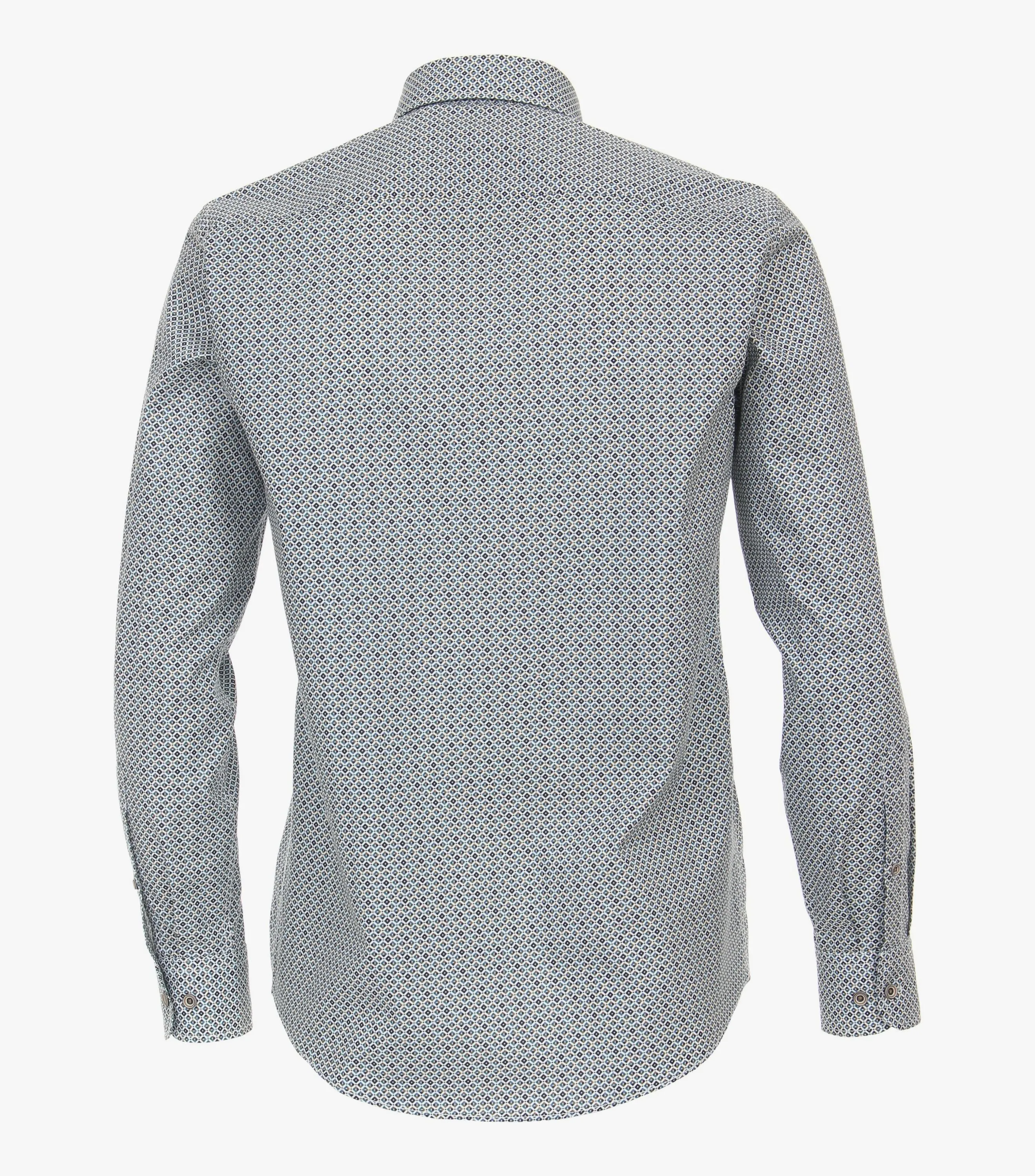 Casa Moda Long Sleeve Diamond Print Casual Shirt - Turquoise