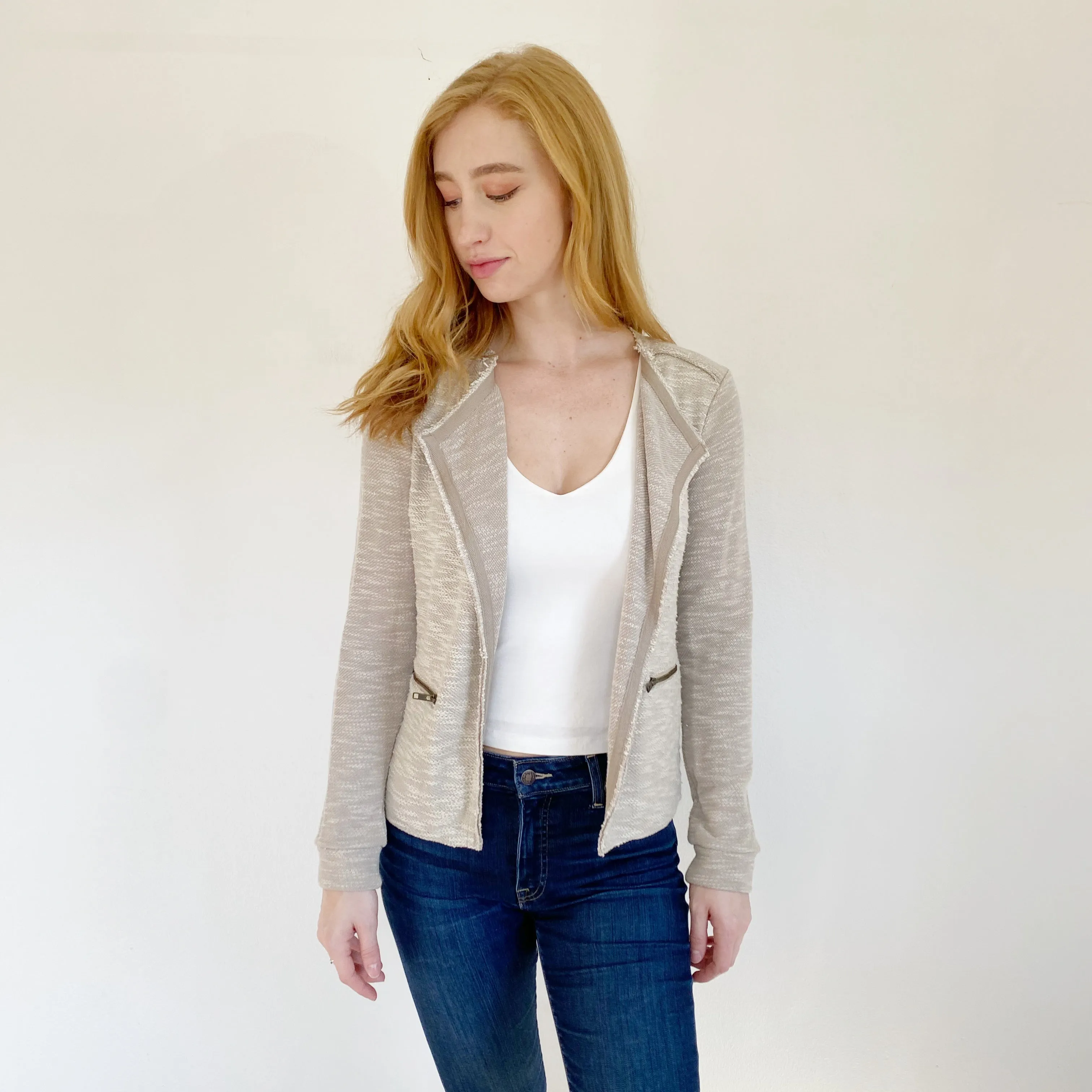 Caslon Drape Collar Knit Blazer Sweater Jacket Small