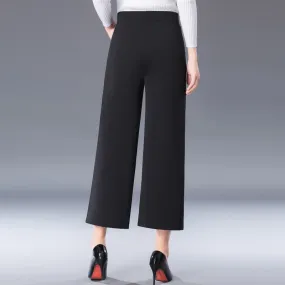 Casual Women Pants Elegant Wide Leg Summer Drape High Waist Korean All-Matching Ankle-Length Pants