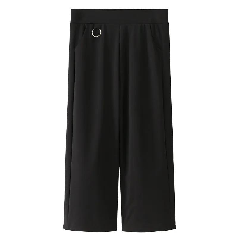 Casual Women Pants Elegant Wide Leg Summer Drape High Waist Korean All-Matching Ankle-Length Pants