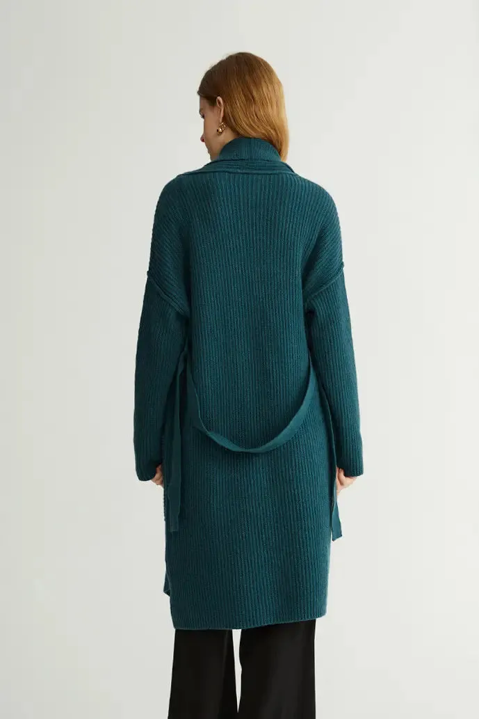 Casual Wool Belted Duster Cardigan
