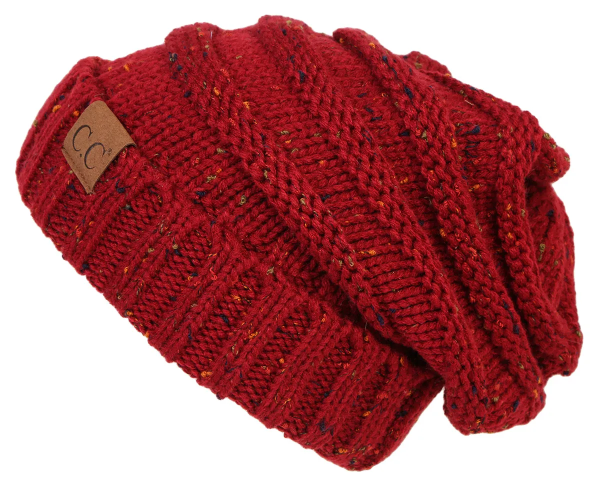 C.C Exclusives Oversized Slouchy Beanie - Confetti Burgundy