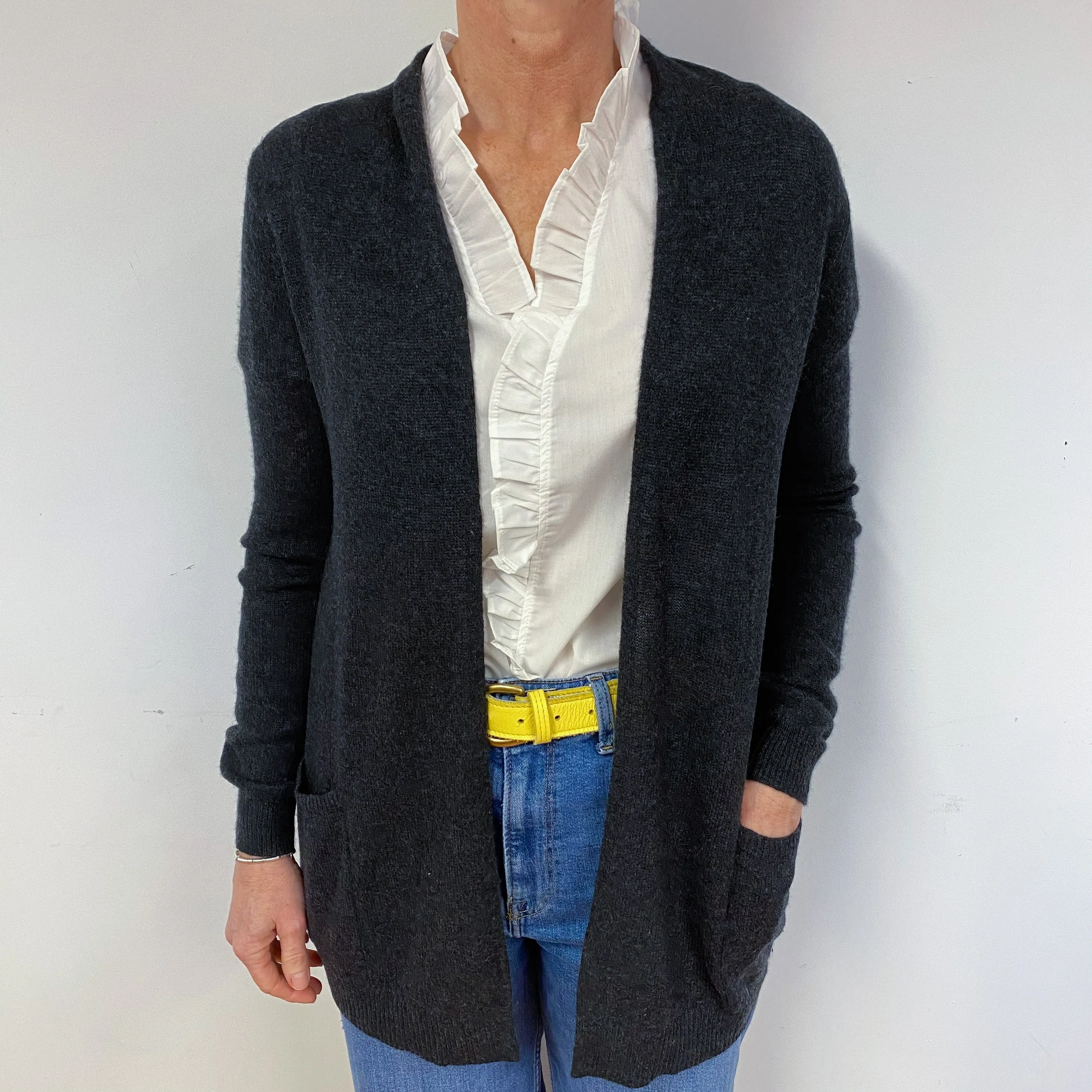 Charcoal Grey Cashmere Edge to Edge Cardigan Medium