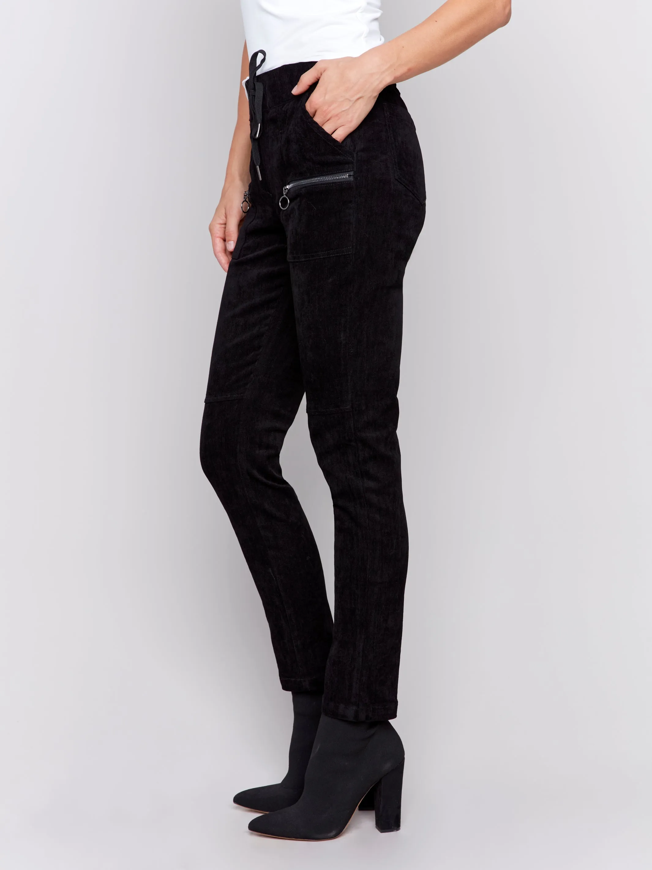 Charlie B Fall 2024-C5438R-001-Corduroy Jogger Pant-Black