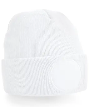 Circular patch beanie | White