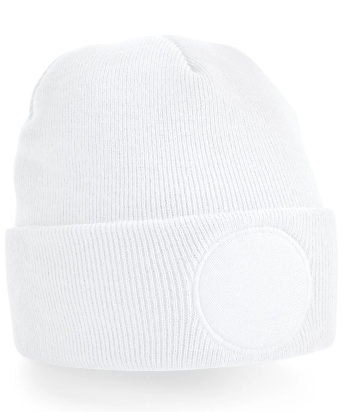 Circular patch beanie | White