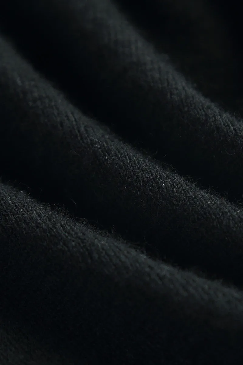 Classic Fine Knit V-Neck Button-Up Wool Cardigan with Contrast Trim