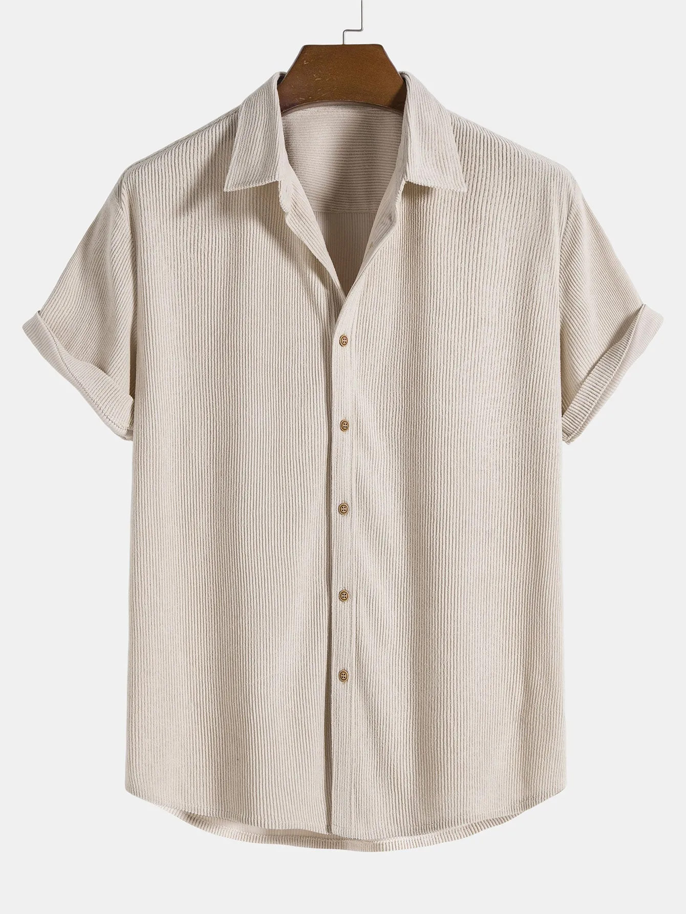 Corduroy Button Up Short Sleeved Shirt & Straight Leg Corduroy Pants