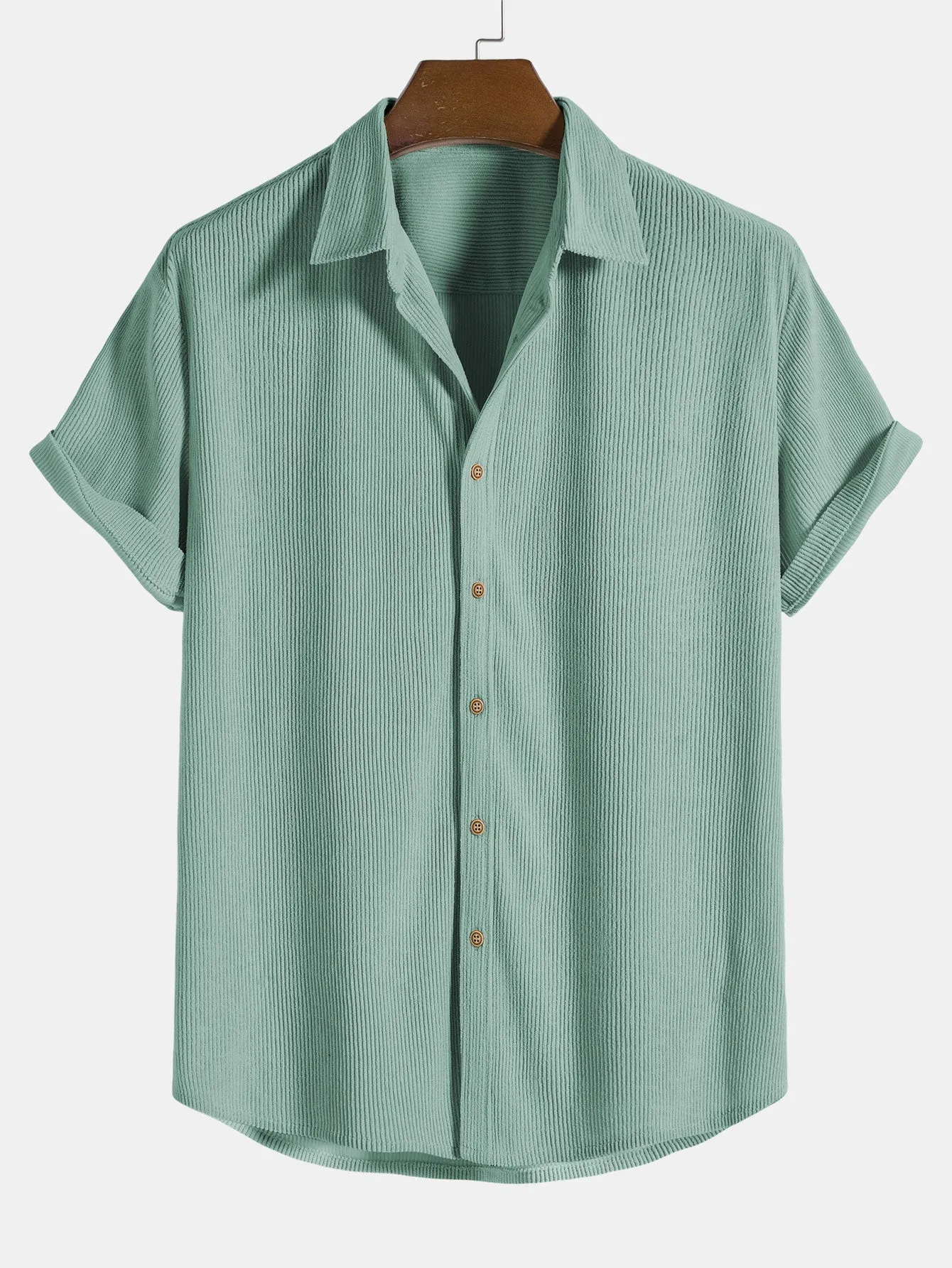 Corduroy Button Up Short Sleeved Shirt & Straight Leg Corduroy Pants