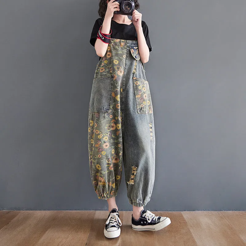 Daisy Denim Baggy Jogger Overalls