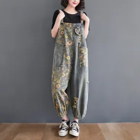 Daisy Denim Baggy Jogger Overalls