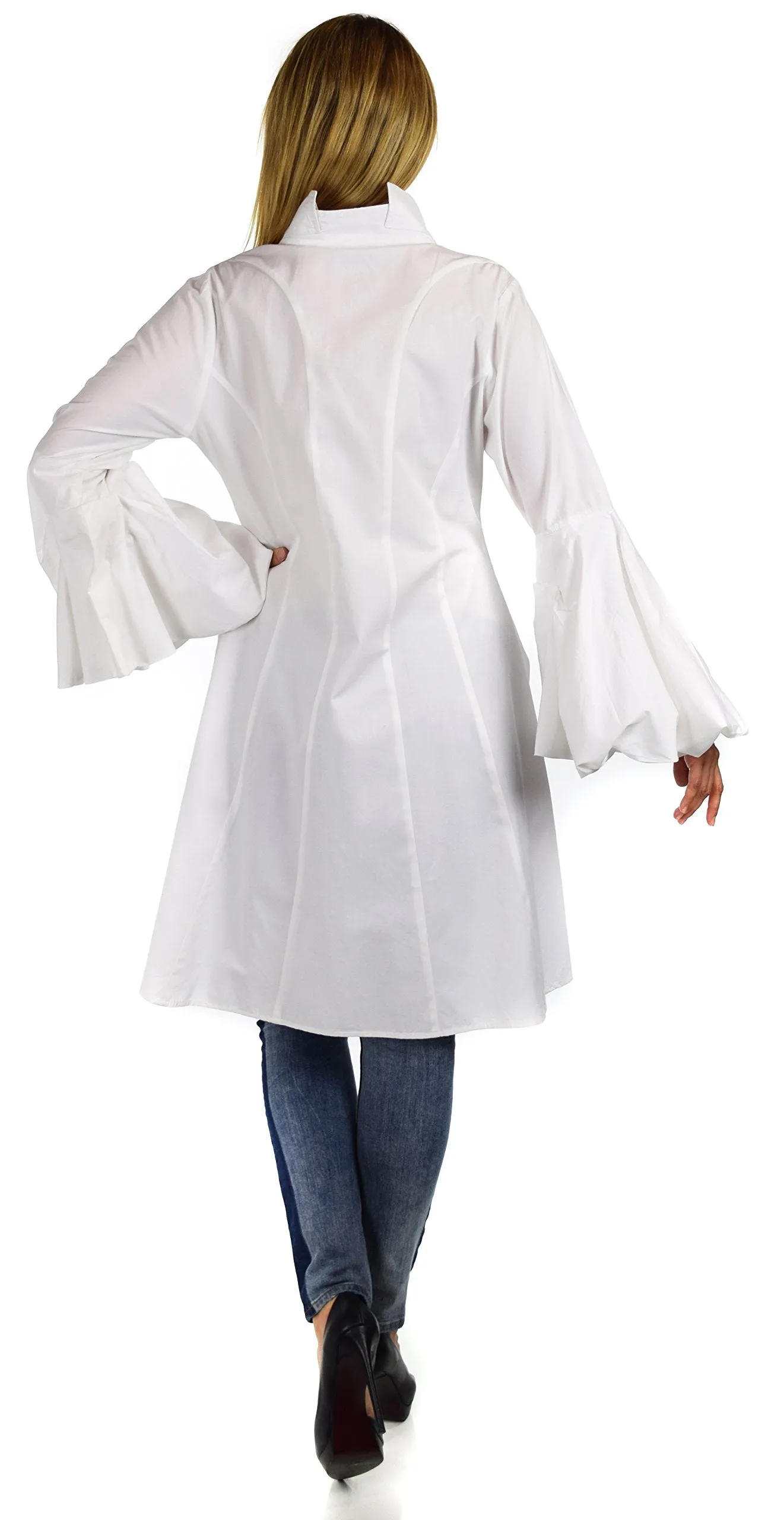 Dare2bStylish Women Western High Low Dress Shirt Blouse w/ Edwardian Sleeves | Reg & Plus Sizes