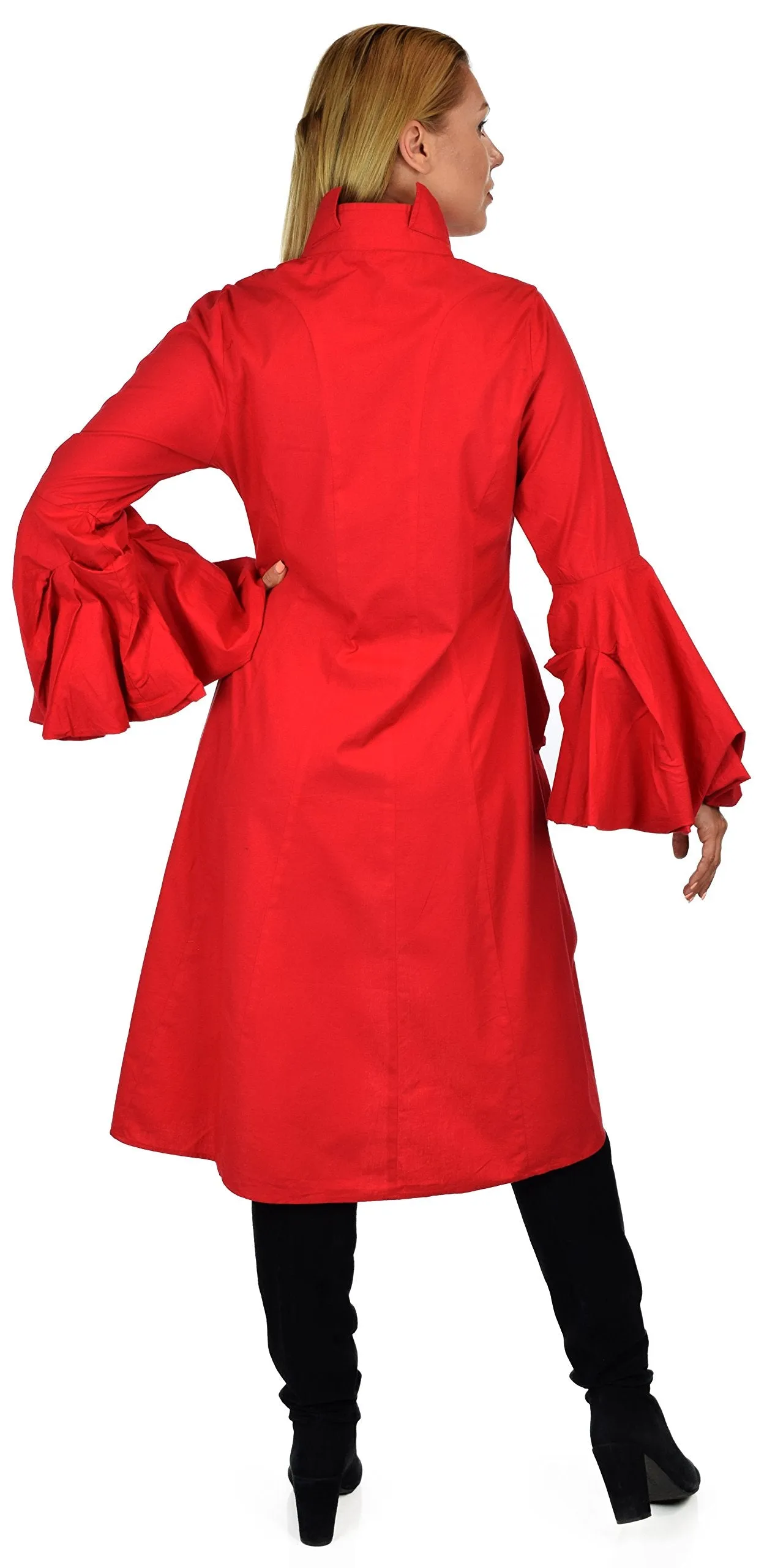 Dare2bStylish Women Western High Low Dress Shirt Blouse w/ Edwardian Sleeves | Reg & Plus Sizes