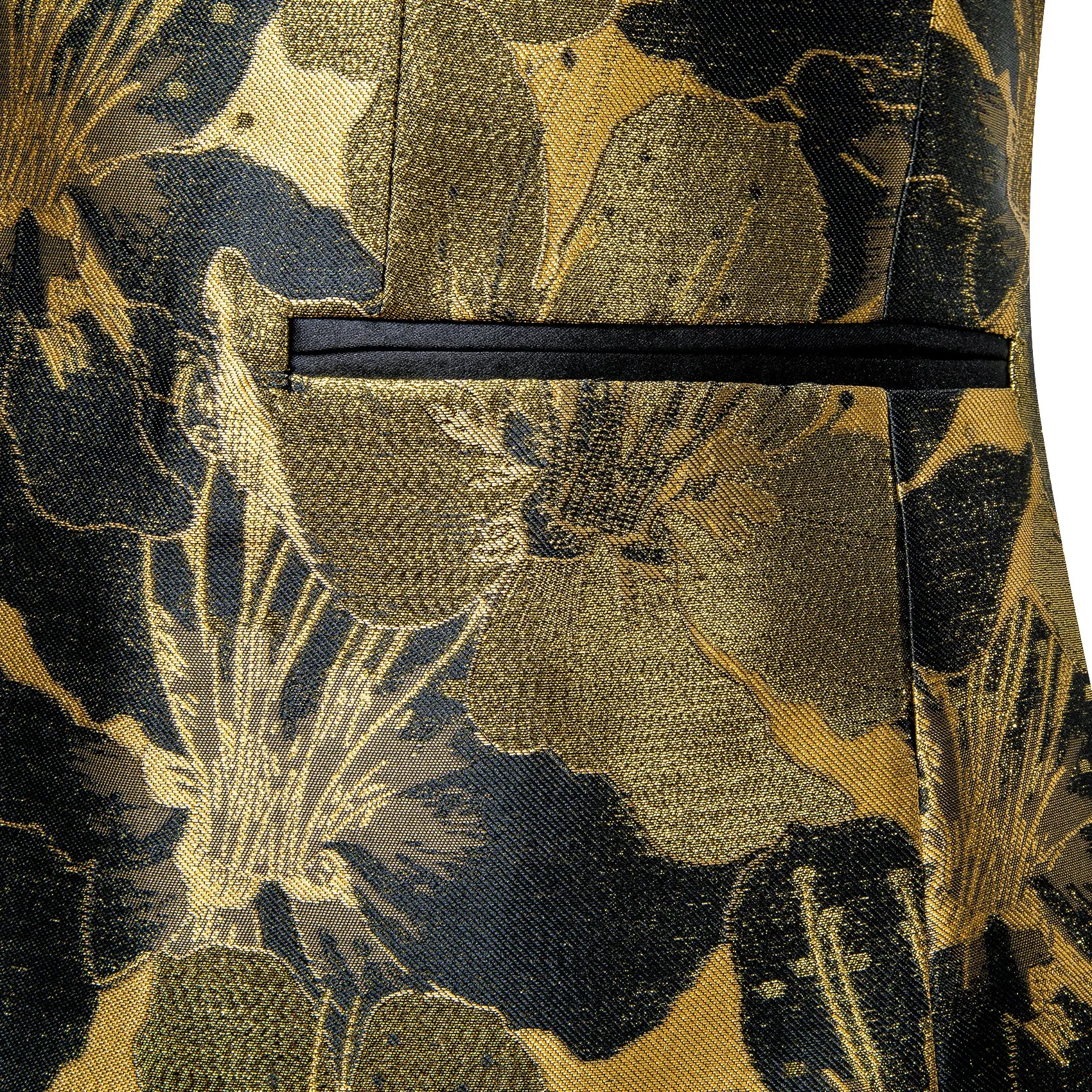 DarkKhaki Black Floral Men's Suit for Party