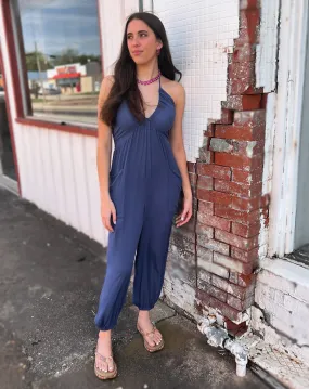 Deep V-Neck Jogger Jumpsuit