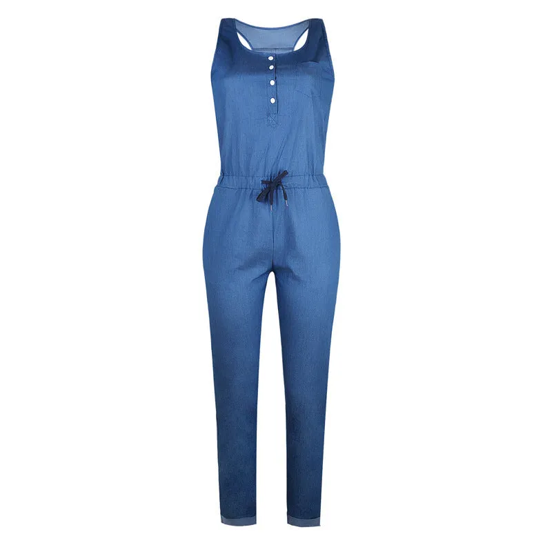 Denim Sleeveless Jumpsuit