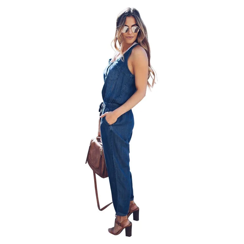 Denim Sleeveless Jumpsuit