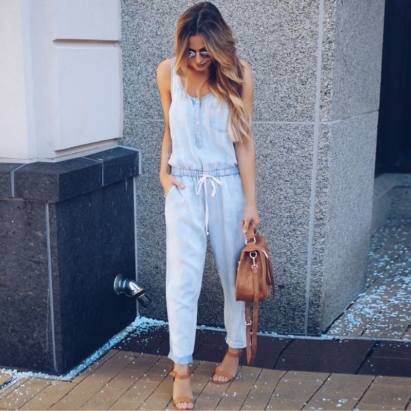 Denim Sleeveless Jumpsuit