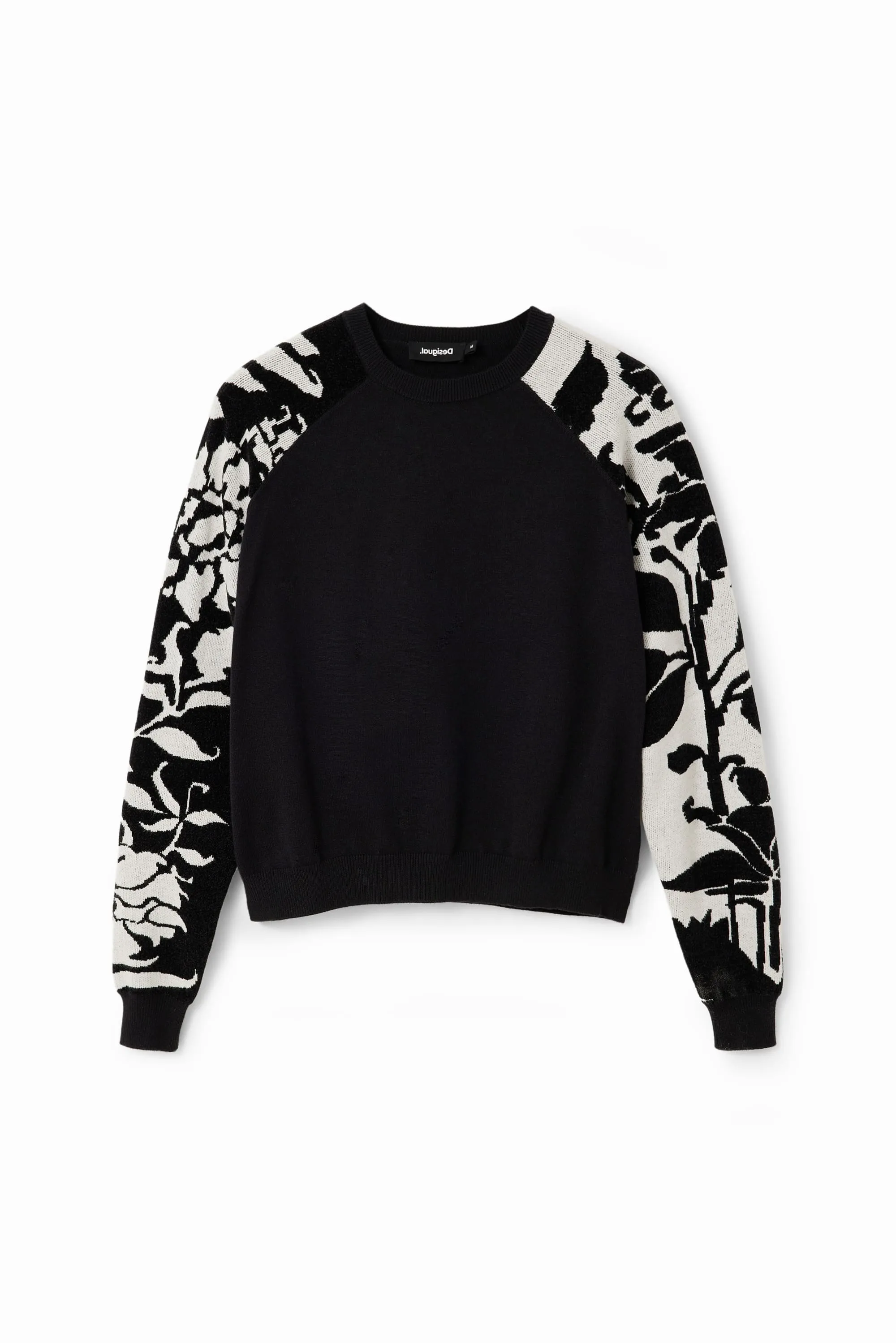 Desigual Limpopo Black Jumper with Contrasting Floral Arms 23WWJF20
