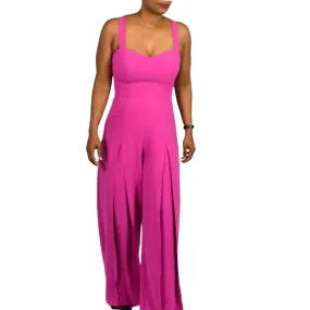 Dress the Population Rai Jumpsuit Pink Fuchsia Wide Leg Sweetheart Fitted Size Small