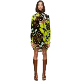 Dries Van Noten Brown Velvet Floral Short Dress