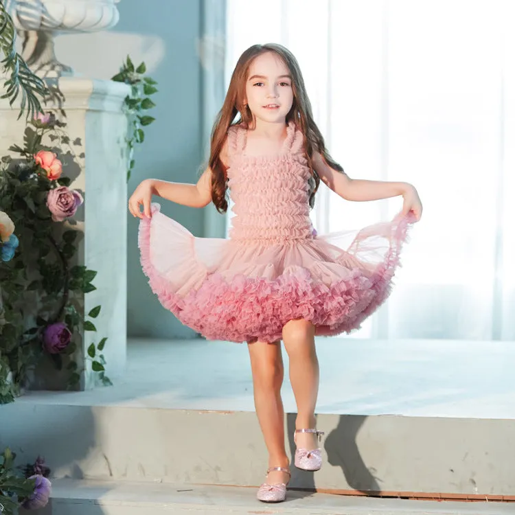 DUNNMALL  High Quality Modal Cotton Soft Mesh  Summer Girls Tutu Dress Children Campus Gauzy Dance Dress