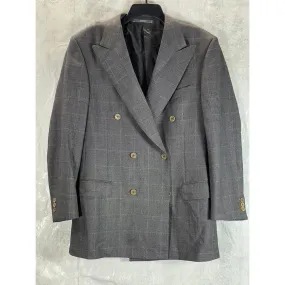ERMENEGILDO ZEGNA Men's Gray Plaid Double Breasted Suit Jacket SZ 50R