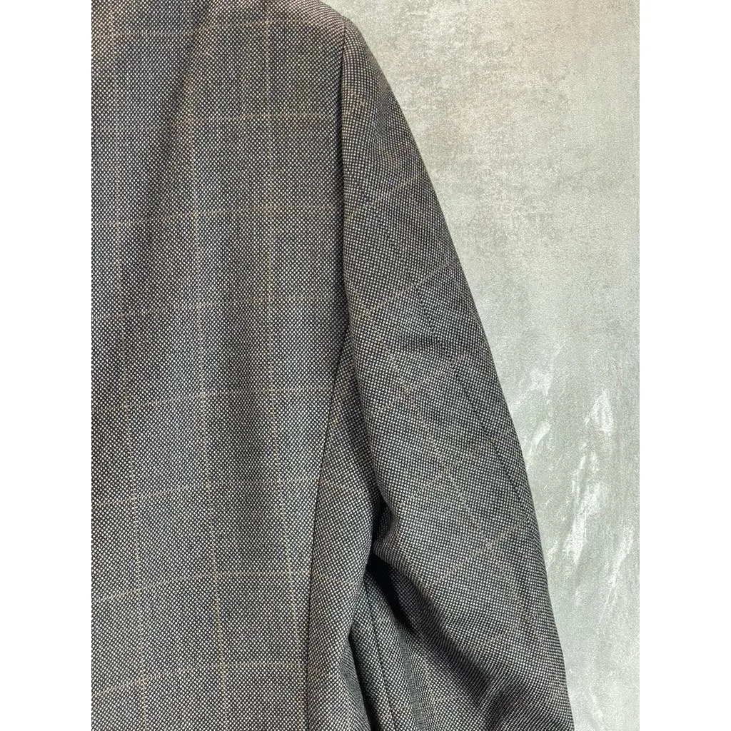 ERMENEGILDO ZEGNA Men's Gray Plaid Double Breasted Suit Jacket SZ 50R