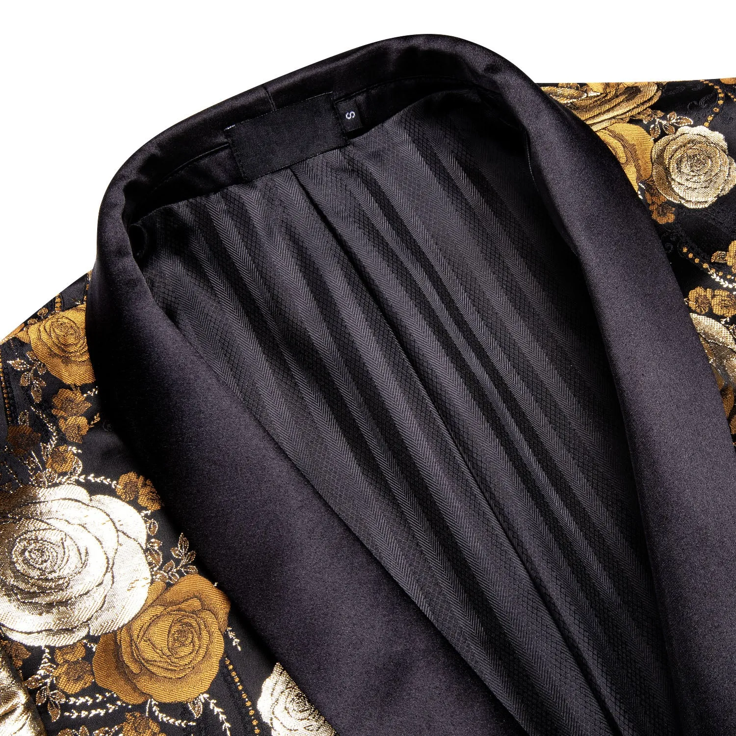 Fashion Black Golden Rose Floral Novelty Men's Suit