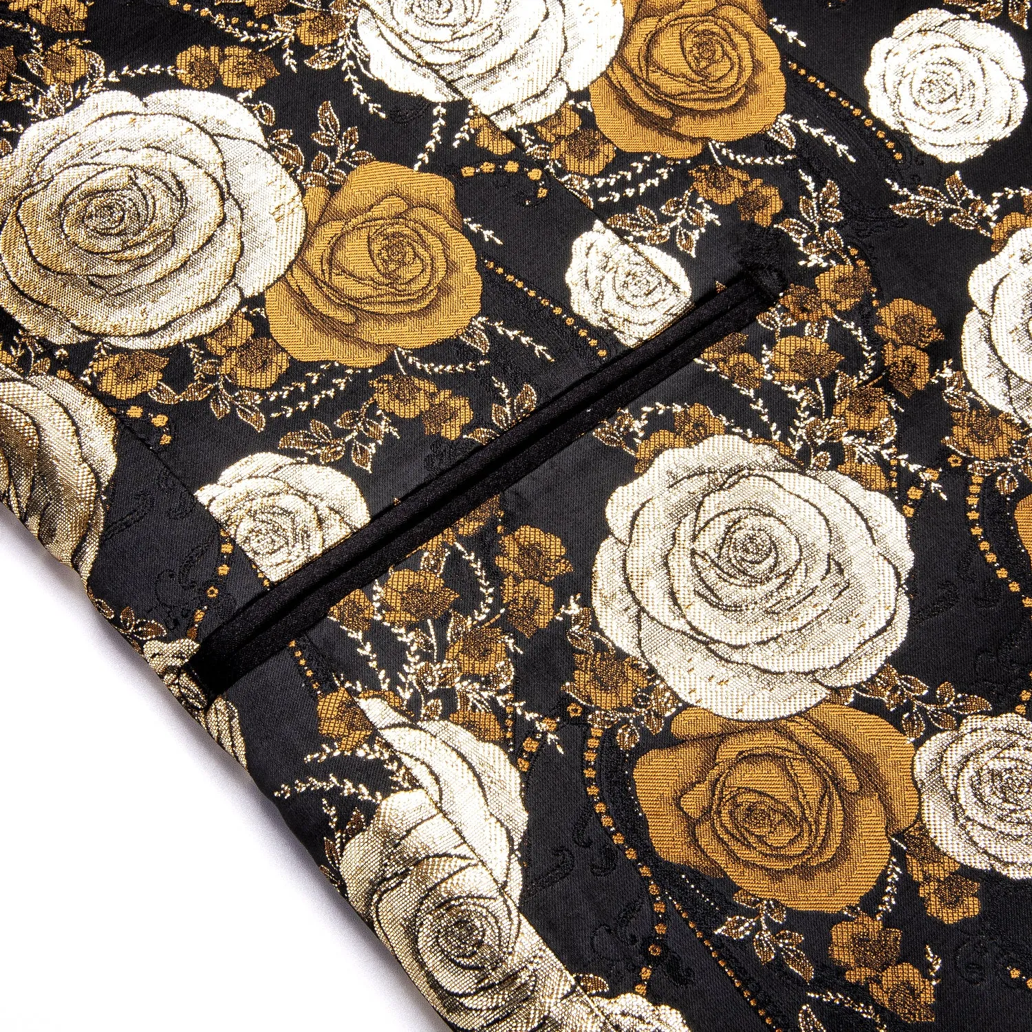 Fashion Black Golden Rose Floral Novelty Men's Suit