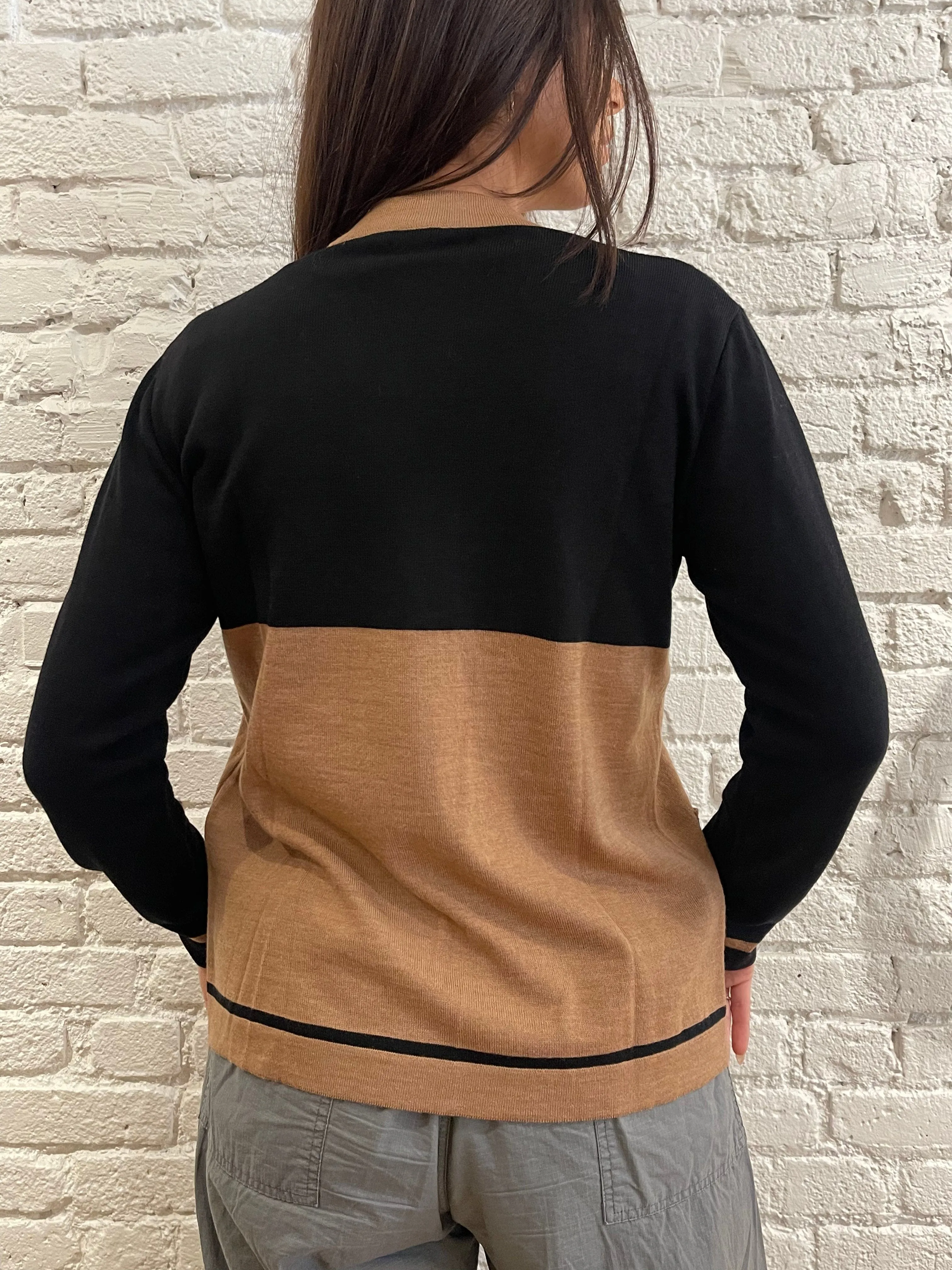 Fendi Bicolor Cardigan Black Beige ASL6205
