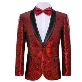 Fire Red Paisley Men's Suit