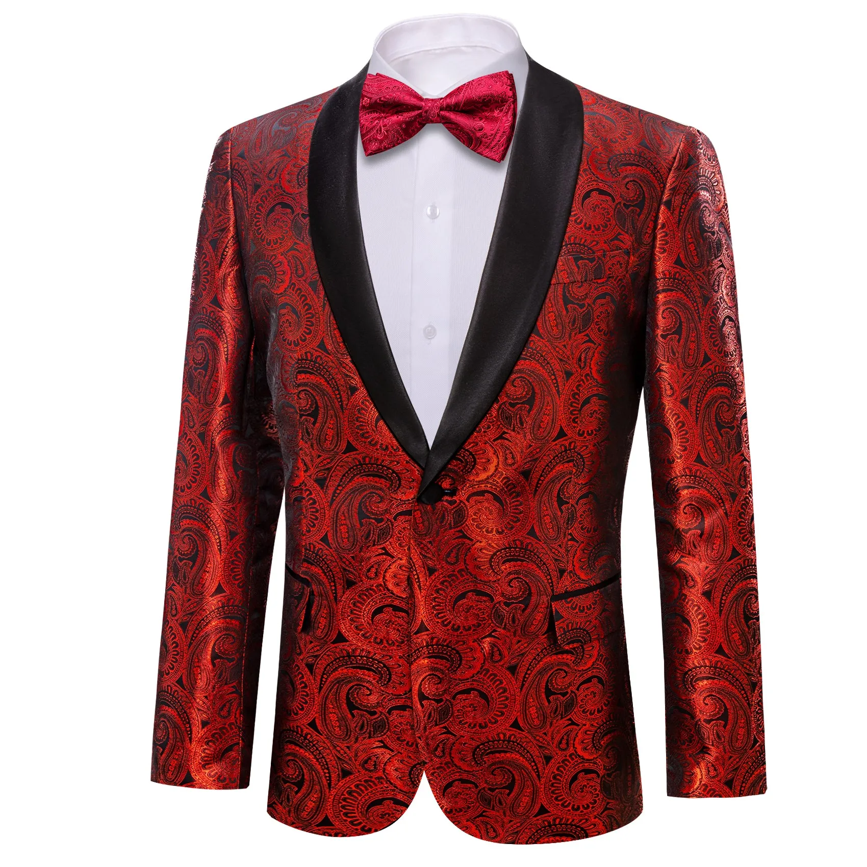 Fire Red Paisley Men's Suit
