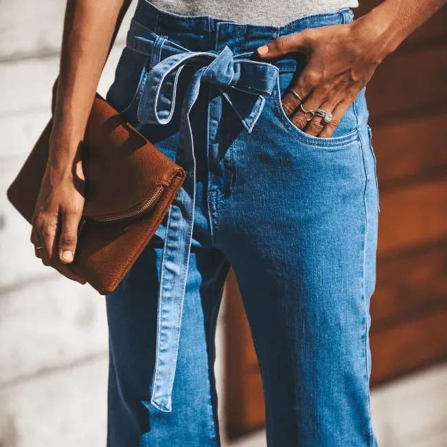 Flare Sexy High Waist Denim Bodycon Belt Pants