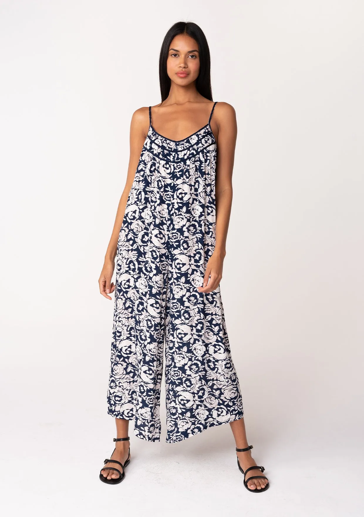 Floral Printed Sleeveless Scoop Neck Jumpsuit