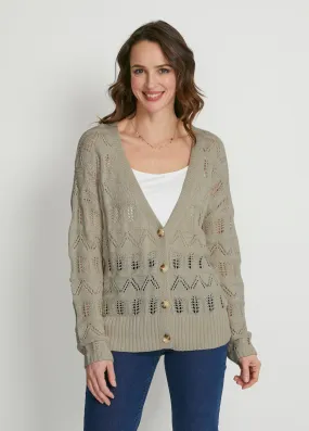 Gilet court boutonné maille ajourée
