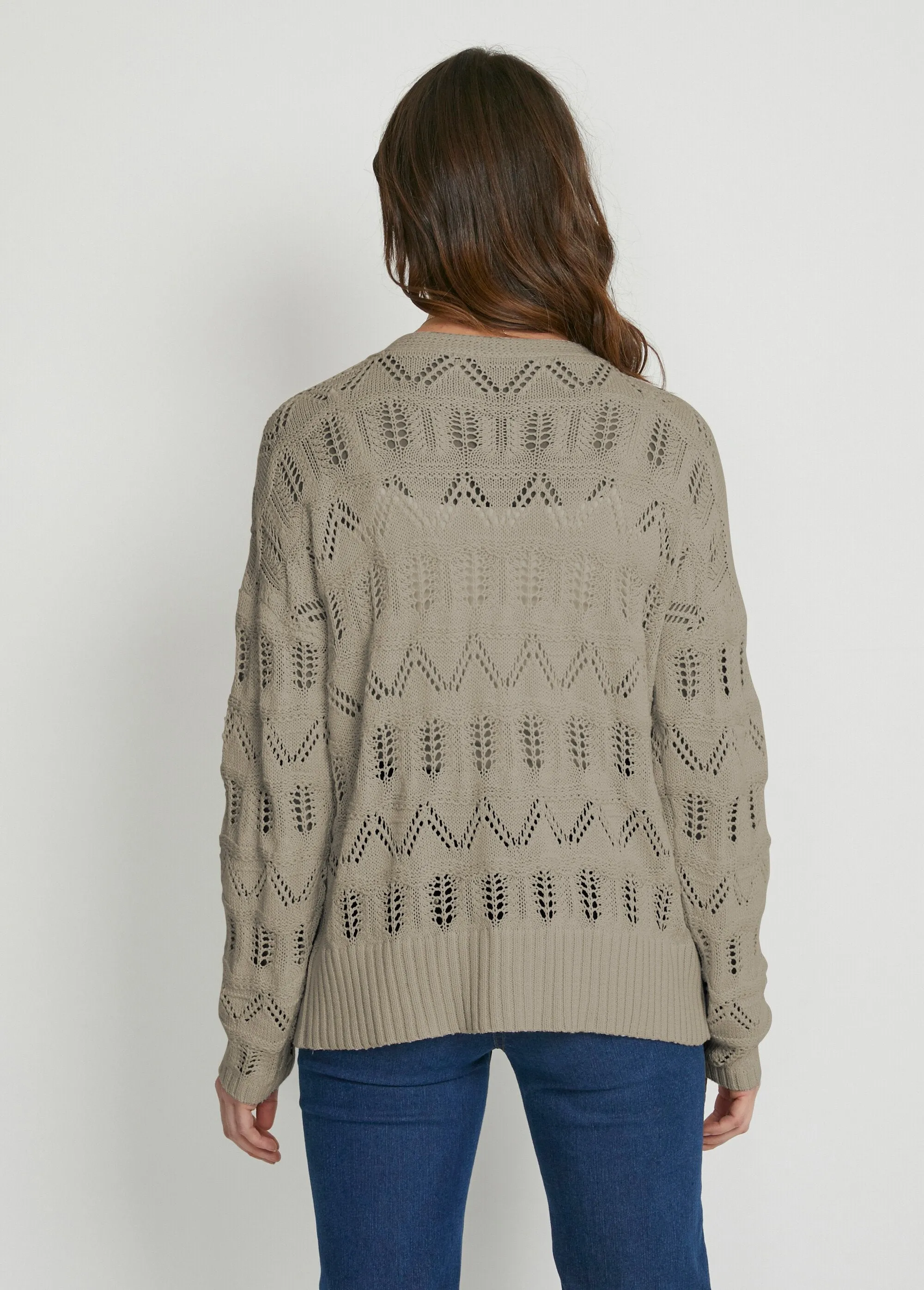 Gilet court boutonné maille ajourée