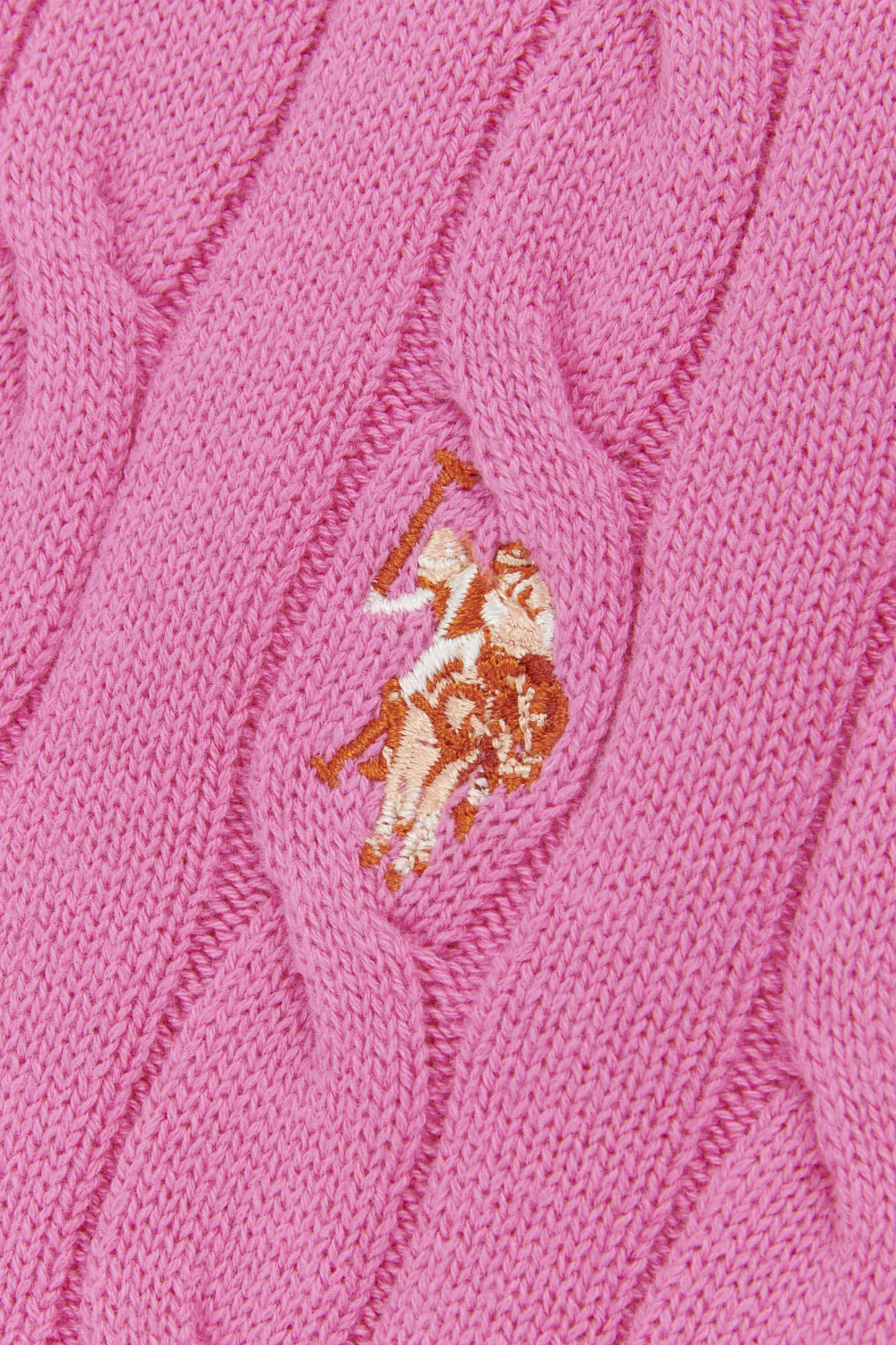 Girls Cable Knit Short Sleeve Jumper in Strawberry Moon