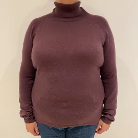Grape Purple Cashmere Polo Neck Jumper Extra Large