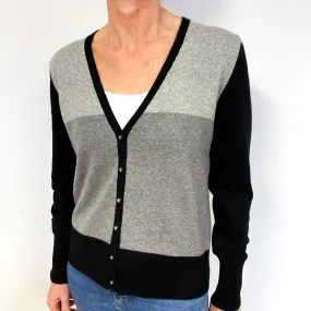 Grey Colour Block Cashmere Cardigan Medium