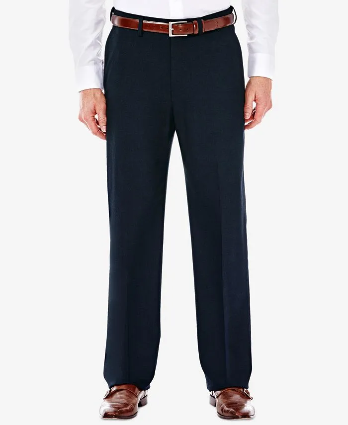 Haggar Mens Classic fit Dress Pants 38 / 30 Blue Solid