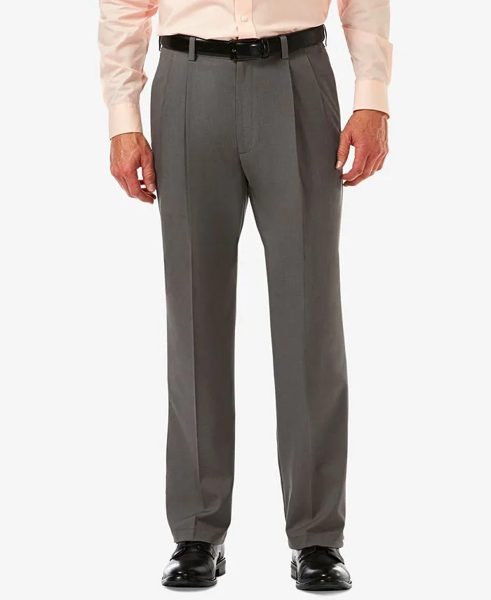 Haggar Mens Classic fit Dress Pants 38 / 30 Grey Solid
