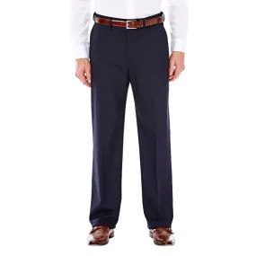Haggar Mens Classic fit Dress Pants 38 / 32 Blue Solid Stretch